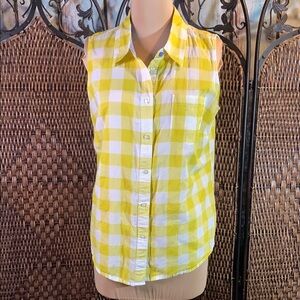 Boden Yellow Checkered Sleeveless Top